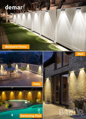 Соларни осветителни тела за огради NATPOW, 3 режима 3000K/4000K/6000K, 4 броя, снимка 7 - Соларни лампи - 50950103