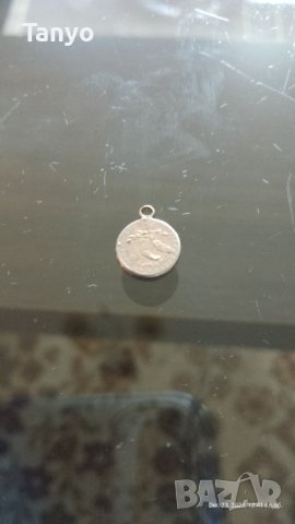 Стар сребърен медальон-9 мм., снимка 2 - Други ценни предмети - 43524656
