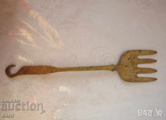 Стари лъжици: стара голяма вилица месинг лъжици, за чай, Музикална бутилка, снимка 2 - Антикварни и старинни предмети - 28884487