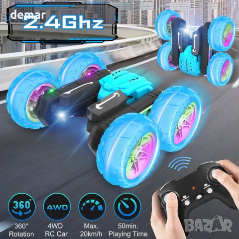 Immver каскадьорска кола за деца 2,4 Ghz радиоуправляема , синя, снимка 3 - Коли, камиони, мотори, писти - 43114692