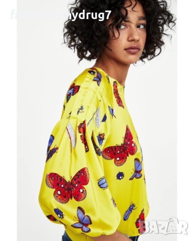 Zara сатенирана блуза с апликации , снимка 3 - Блузи с дълъг ръкав и пуловери - 43746946