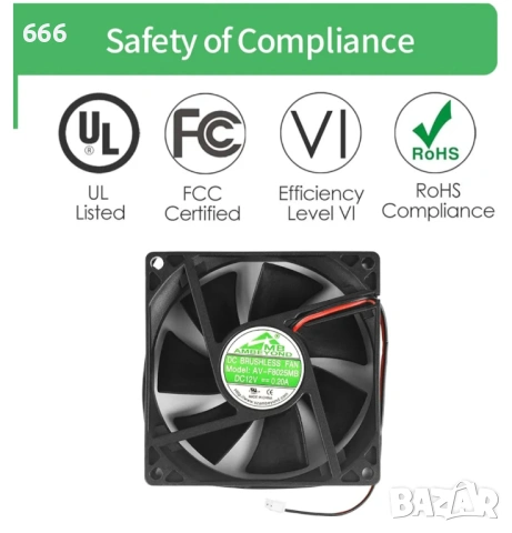 Безчетков охлаждащ вентилатор 2-пинов AV-F8025MB, снимка 8 - Вентилатори - 53295839