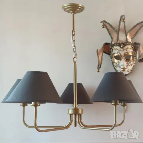 Класическа лампа/винтидж, шаби шик, рустик, прованс тип свещ с 5 рамена, с/без /текстилни абажури, снимка 2 - Полилеи - 47675960