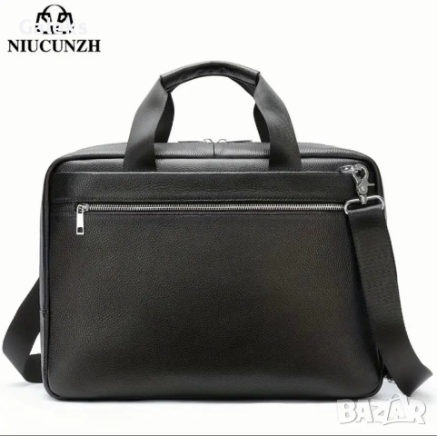Елегантна, модерна и стилна мъжка офис чанта за лаптоп / Черна естествена кожа!, снимка 3 - Чанти - 51705593