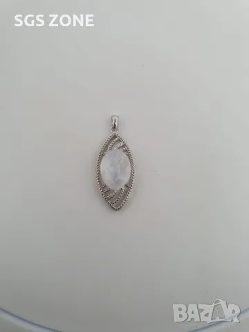 Сребърна Висулка с Лунен Камък, Сапфир, Розов Опал, снимка 5 - Колиета, медальони, синджири - 49870901