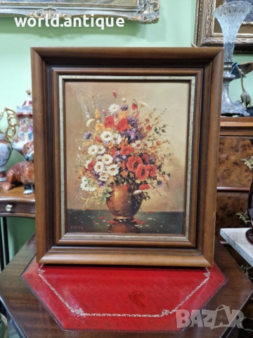 Уникална антикварна авторска картина емайл 