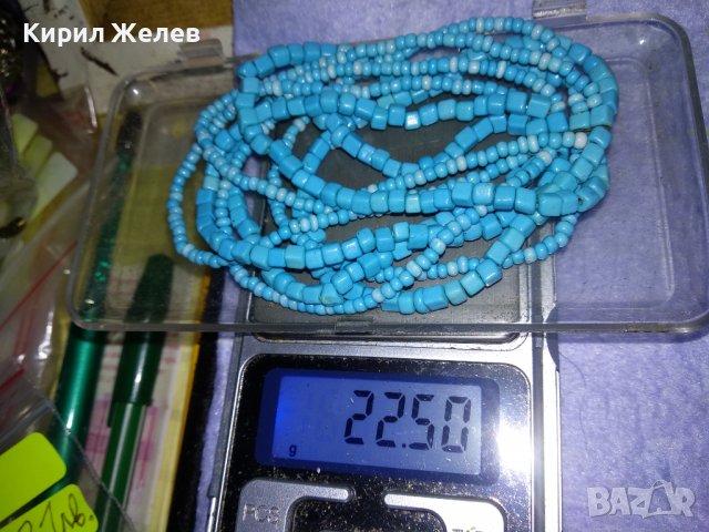 КРАСИВА ЕЛАСТИЧНА ТЮРКОАЗЕНА ХЕНД - МЕЙД ХИПАРСКА АРТ ГРИВНА 34719, снимка 4 - Гривни - 39177484