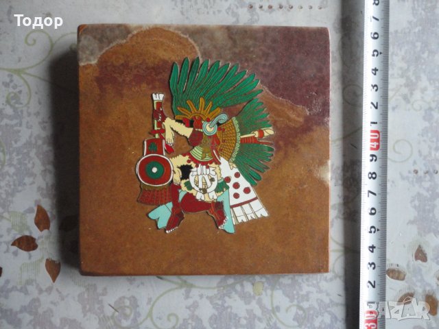 Мексиканска картина пластика бог на ацтеките сертификат, снимка 2 - Картини - 42991279