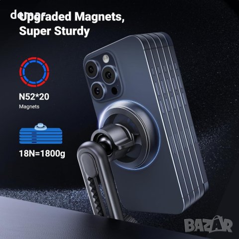 UGREEN Магнитна стойка за телефон за кола, съвместима с калъф MagSafe iPhone 12-15 Pro Max Plus Mini, снимка 4 - Аксесоари и консумативи - 43930060