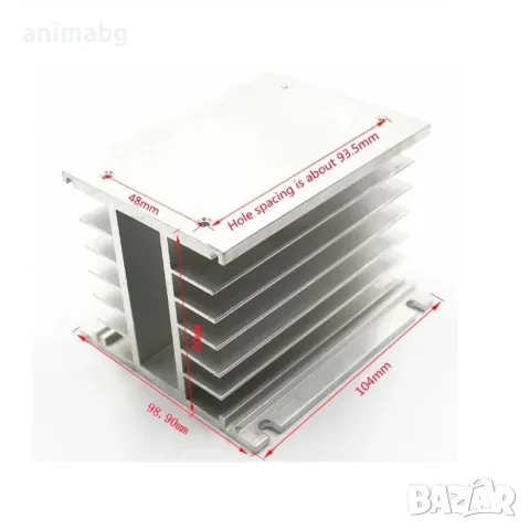 ANIMABG Радиатор от алуминиев профил за охлаждане, 80x104x100mm, снимка 4 - Друга електроника - 49300572