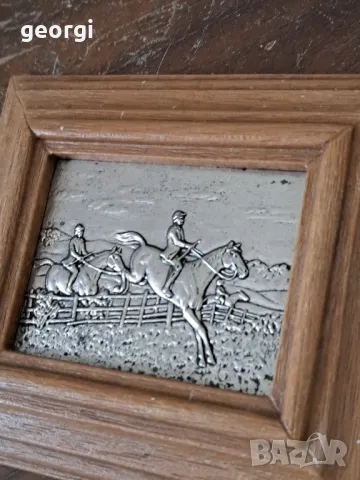 мини картина метално пано за стена с коне   19/3, снимка 4 - Картини - 49124349