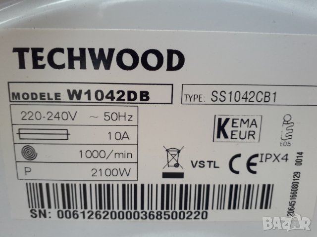 Продавам части за пералня TECHWOOD W1042DB, снимка 6 - Перални - 33418608