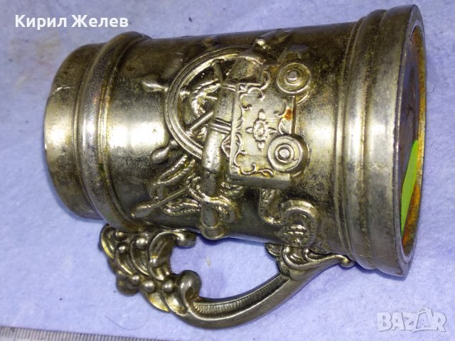 Стар КОЛЕКЦИОНЕРСКИ РУСКИ ЦИНКОВ КАПИТАНСКИ СВЕЩНИК - ЧАШКА с ОРНАМЕНТИРАНИ ВЕТРОХОД и ОРЪДИЕ 42644, снимка 14 - Колекции - 43828026