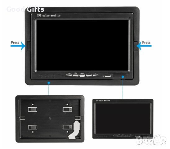 Монитор 7 инча с Безжична система за паркиране за камион + 2 броя безжична камера за задно виждане , снимка 14 - Аксесоари и консумативи - 43670615