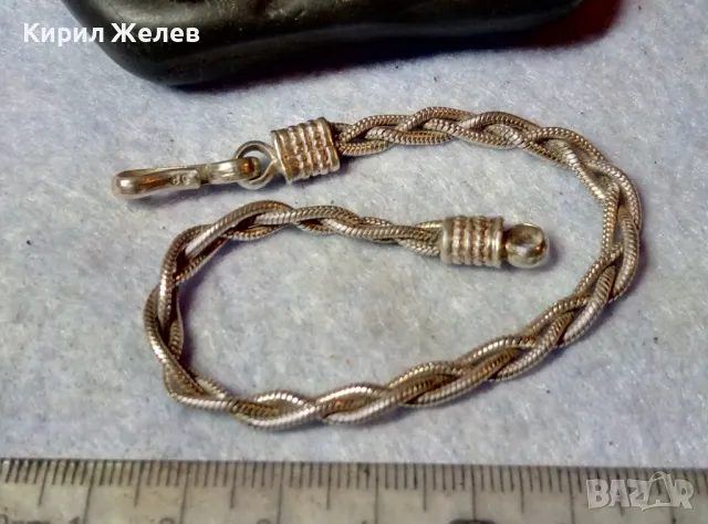 РЕТРО АРТ ПЛЕТКА СРЕБЪРНА ГРИВНА СРЕБРО ВИСОКА ПРОБА с ЩЕМПЕЛ на БИЖУТЕРА Стара РЪЧНА РАБОТА 48642, снимка 7 - Антикварни и старинни предмети - 48492812