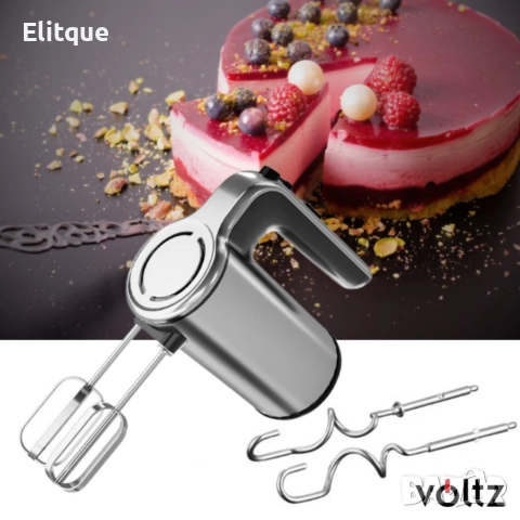 Миксер Voltz Premium , 500W, 5 скорости, Турбо, Аксесоари, Инокс, 2 ГОДИНИ ГАРАНЦИЯ, снимка 2 - Миксери - 52870919