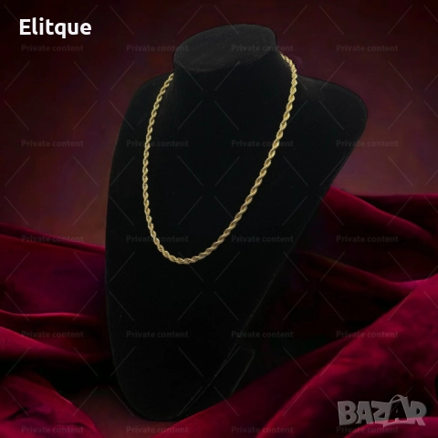 У н и с е к с колие ланец от медицинска стомана Z o p p i n i усукана оплетка с позлатено покритие