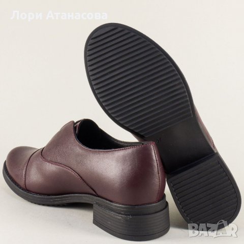 Комфортни обувки в цвят бордо, изработени от естествена кожа, стелката  също е кожена, снимка 4 - Дамски ежедневни обувки - 28236749