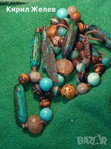 РАЗКОШНА СКЪПОЦЕННА ВИНТИДЖ АРТ ОГЪРЛИЦА с РЕЛЕФНО БРОНЗОВО ПЕРО и ФАСЕТИРАНИ КАМЪНИ КРИСТАЛИ 34778, снимка 18 - Колиета, медальони, синджири - 39193047