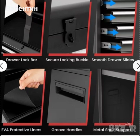 Количка 2 в 1 с кутия за инструменти COSTWAY, снимка 4 - Други инструменти - 53393869