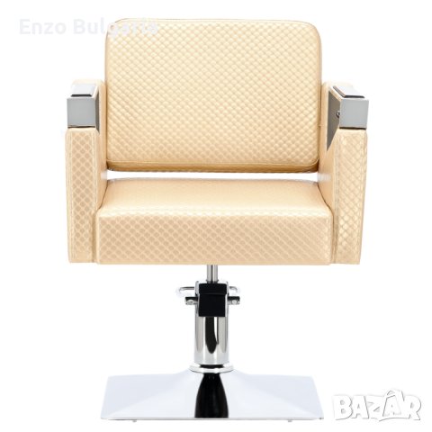 Хидравличен въртящ се фризьорски стол Tomas за фризьорски салон Z-83030-GOLD-WHITE-FOTEL-BEZPODN, снимка 2 - Фризьорски столове - 43861082