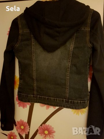 Дънково яке за момиче, като ново,  със сваляща се качулка , снимка 5 - Детски якета и елеци - 26916097