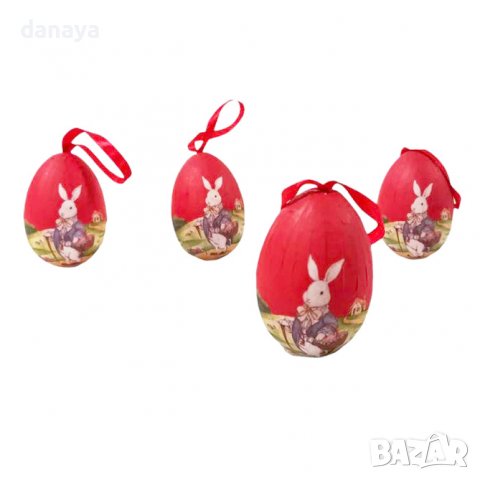 2072 Шарени великденски яйца за окачване, 4 броя, снимка 3 - Декорация за дома - 36579722