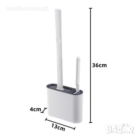 Четка за тоалетна чиния от силикон в комплект с ПВЦ четка и поставка за стена или под, снимка 7 - Мопове, кофи, четки и метли - 44002482