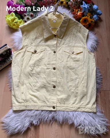 Жълт дънков елек, снимка 2 - Елеци - 50897691