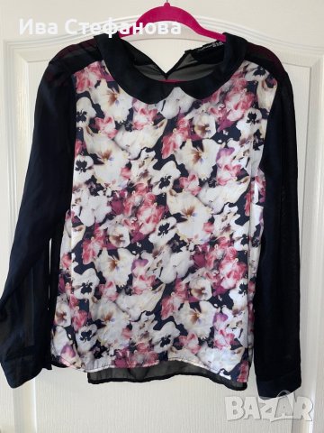Страхотна блуза топ с 3D теменушки , снимка 1 - Блузи с дълъг ръкав и пуловери - 37835208
