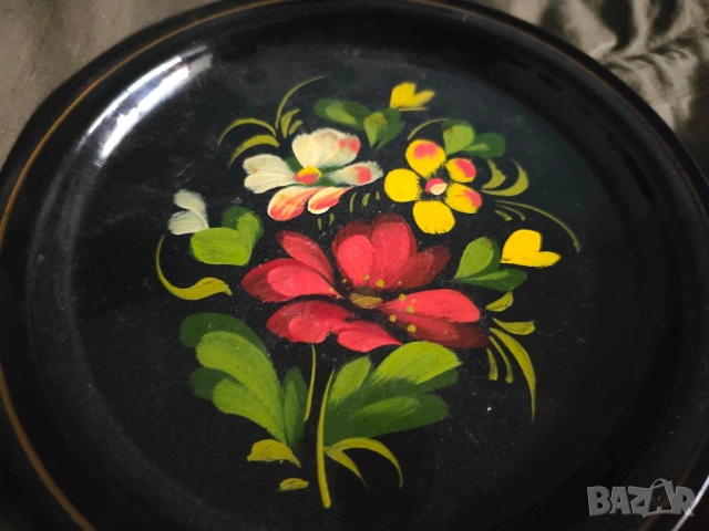 метална рисувана чиния СССР, снимка 2 - Декорация за дома - 53068853