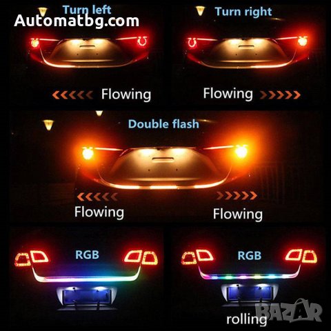 Многоцветна RGB Стоп LED Automat, светеща сигнална лента за багажник на кола, светодиодна цветомузик, снимка 7 - Аксесоари и консумативи - 28033852