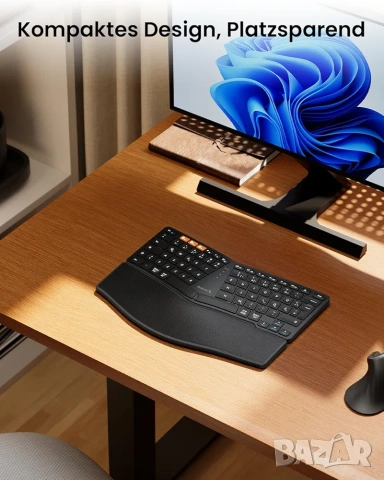 ProtoArc EK04 Mini: Безжична Ергономична Клавиатура с 2х Bluetooth и 2.4G ресивър, снимка 8 - Клавиатури и мишки - 53256047