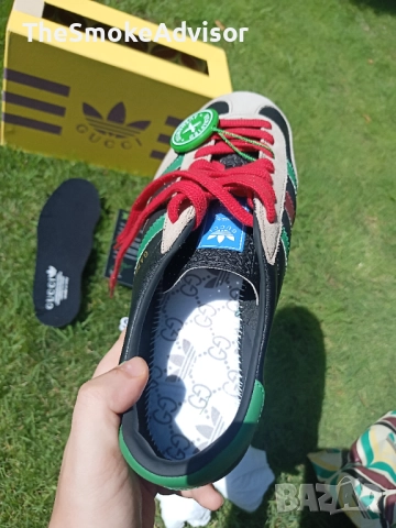 Обувки Adidas x Gucci Gazelle Black Green Red, снимка 6 - Маратонки - 51963401