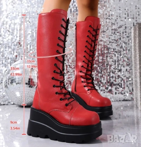 Ботуши на платформа 42,5, снимка 2 - Дамски ботуши - 52680895