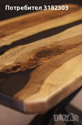 Дизайнерска орехова маса и епоксидна смола, снимка 7 - Маси - 48919318