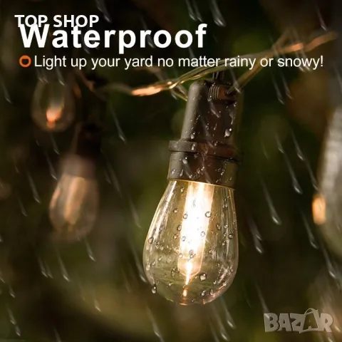 BOMCOSY 7,5м Соларна Външна LED Гирлянда( IP65 Водоустойчива,4 режима,топло бяло, снимка 6 - Лед осветление - 49308566