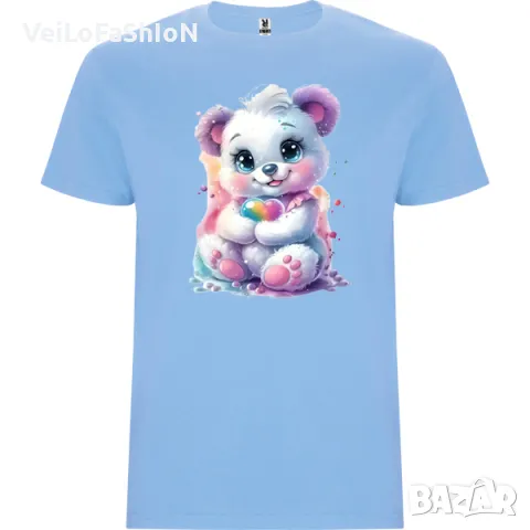 Нова сладка детска тениска с Мече със Сърце в светлосин цвят , снимка 1