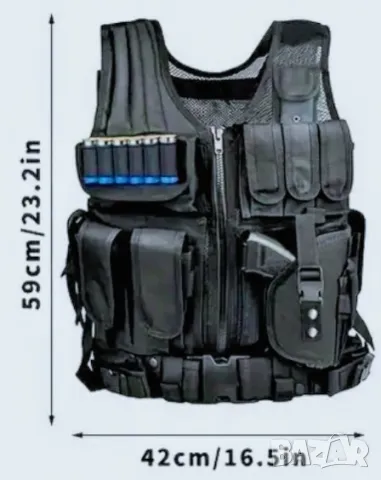 Тактическа жилетка /елек/+ к-т аксесоари+Кобур , снимка 6 - Екипировка - 49040524