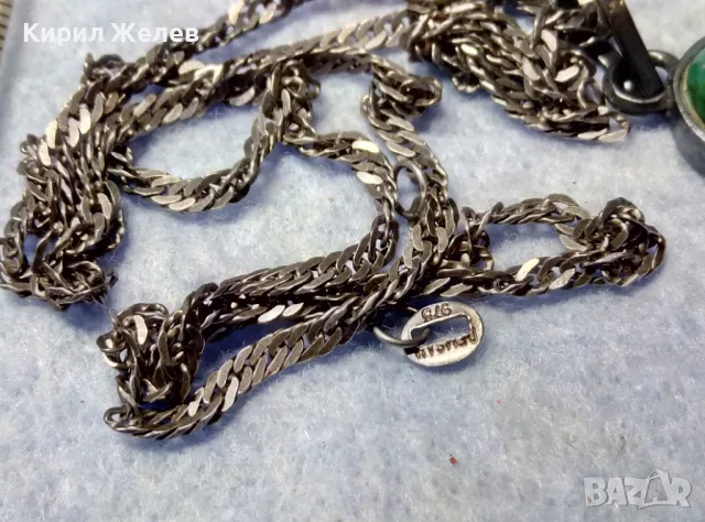 СТАРИНЕН СРЕБЪРЕН РЕТРО ПЕНДАНТ с НАТУРАЛЕН ЗЕЛЕН НЕФРИТ и СРЕБЪРНА ВЕРИЖКА МАРКОВО СРЕБРО 975 43300, снимка 14 - Антикварни и старинни предмети - 49917719