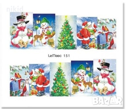 LEMOOC 151 коледен коледни снежен човек ваденки слайдер водни стикери за нокти маникюр