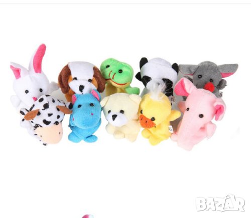 10 малки плюшени фигурки за пръсти куклен театър животни, снимка 2 - Плюшени играчки - 33251873