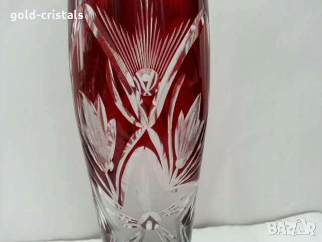 Кристална ваза цветен червен кристал, снимка 5 - Антикварни и старинни предмети - 33422563