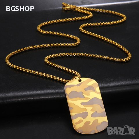 Хип - Хоп войнишка камуфлажна плочка - Gold camouflage, снимка 3 - Колиета, медальони, синджири - 38553621