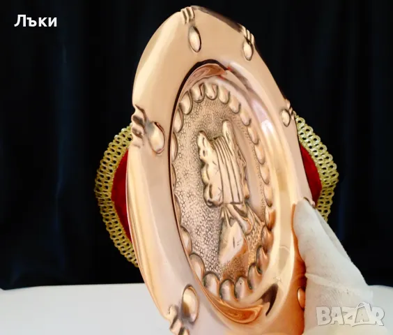 Медна чиния,медно пано,портрет Lanouaille. , снимка 5 - Антикварни и старинни предмети - 50024571