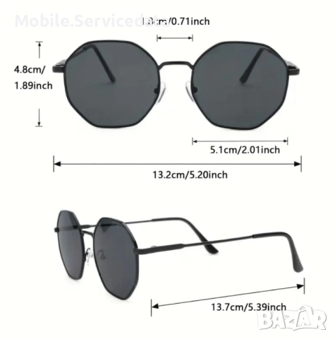 Дамски осмоъгълни големи хипи слънчеви очила с метална рамка, снимка 3 - Слънчеви и диоптрични очила - 52426739