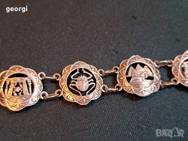 египетска сребърна гривна уникат , снимка 6 - Гривни - 52047751