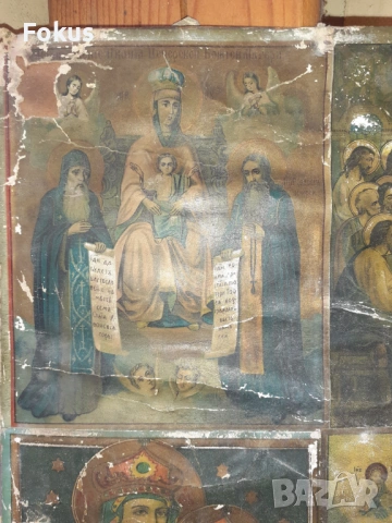Много стара руска икона литография, снимка 2 - Антикварни и старинни предмети - 53394329