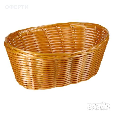 Декоративна овална бежова плетена кухненска кошница 22x16.5x9см