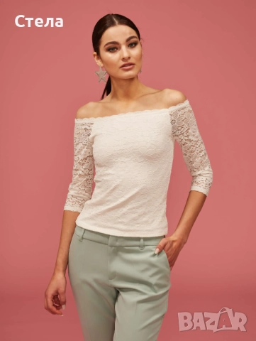 TERRANOVA дамски дантелен топ РАЗЛИНИ ЦВЕТОВЕ, / блуза с голи рамене, нов, с етикет, снимка 2 - Корсети, бюстиета, топове - 46773972